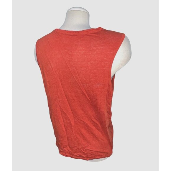 Rachel Zoe Tie Hem Sleeveless Linen Button-Front Top Sz Large Womens Orange Casu - Picture 3 of 10